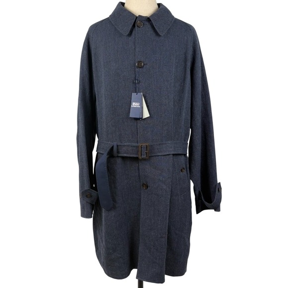 Polo Ralph Lauren Other - Polo Ralph Lauren Balmacaan Coat Mens 52R Navy Reversible Linen Wool Italy NWT